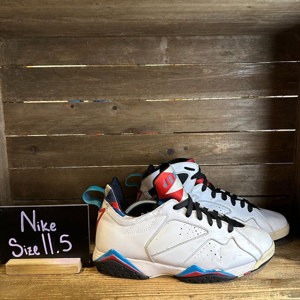 Mens Nike Air Jordan 7 Retro Orion White Leather Rare Sneakers Shoes Size 11.5 D